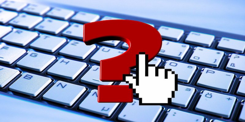 digital question mark and keyboard