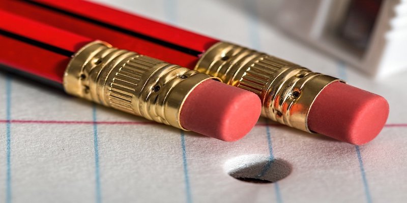 pencil erasers to signify striking off company