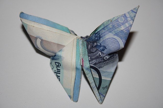 pound note in shape of butterfly feature
