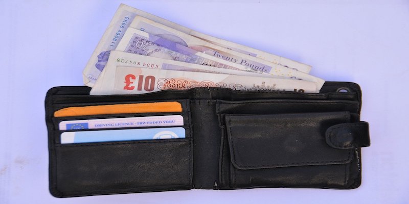 wallet with pound notes